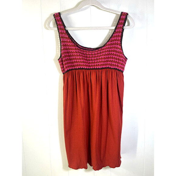Chelsea and Violet Crochet Bodice Mini Tank Dress Size Medium Red Y2K Festival - Picture 1 of 10